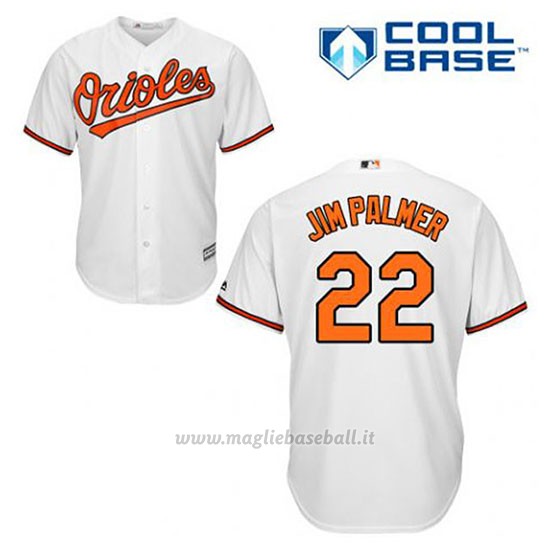Maglia Baseball Uomo Baltimore Orioles 22 Jim Palmer Bianco 1ªCool Base